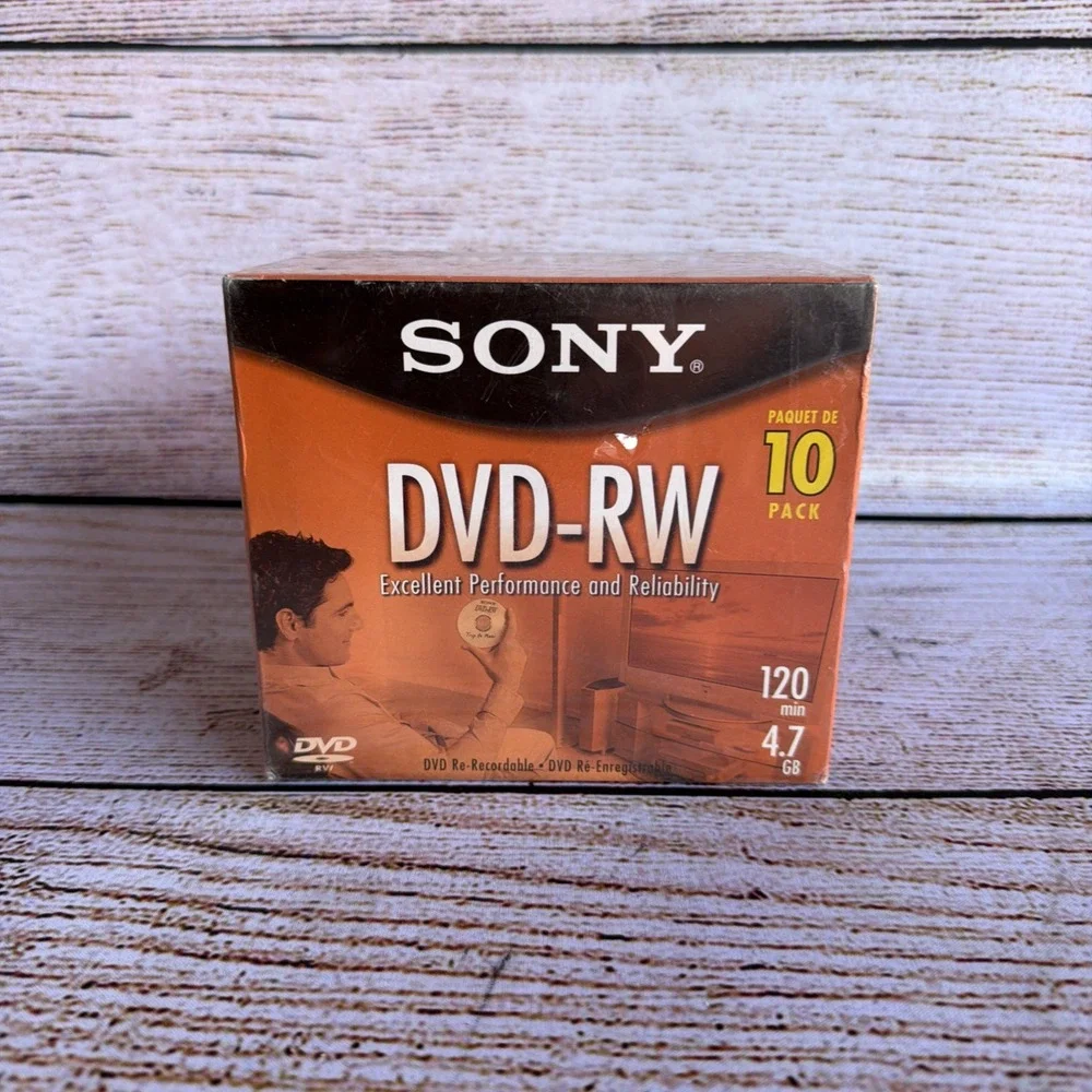 Sony 10 Pack DVD-RW Blank Discs in Video Cases 4.7 GB 120min 1x-2x 10DMW47L2 New